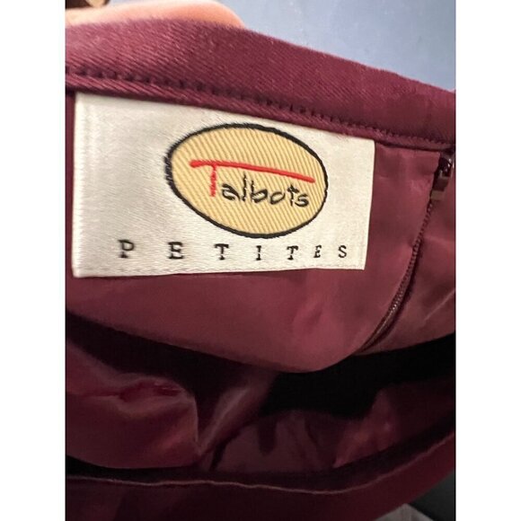 Talbots Petites Womens Size 8 Satin Skirt Red office career business - Picture 5 of 9